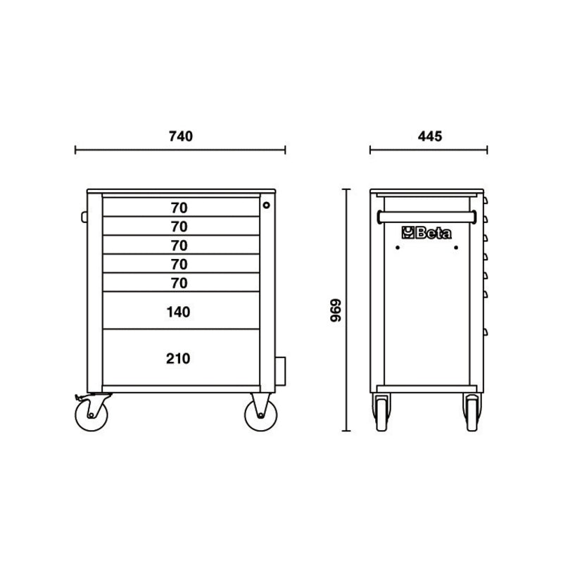 BETA RSC24/7 Mobile Roller Cab 7 Drawers - 1111078001