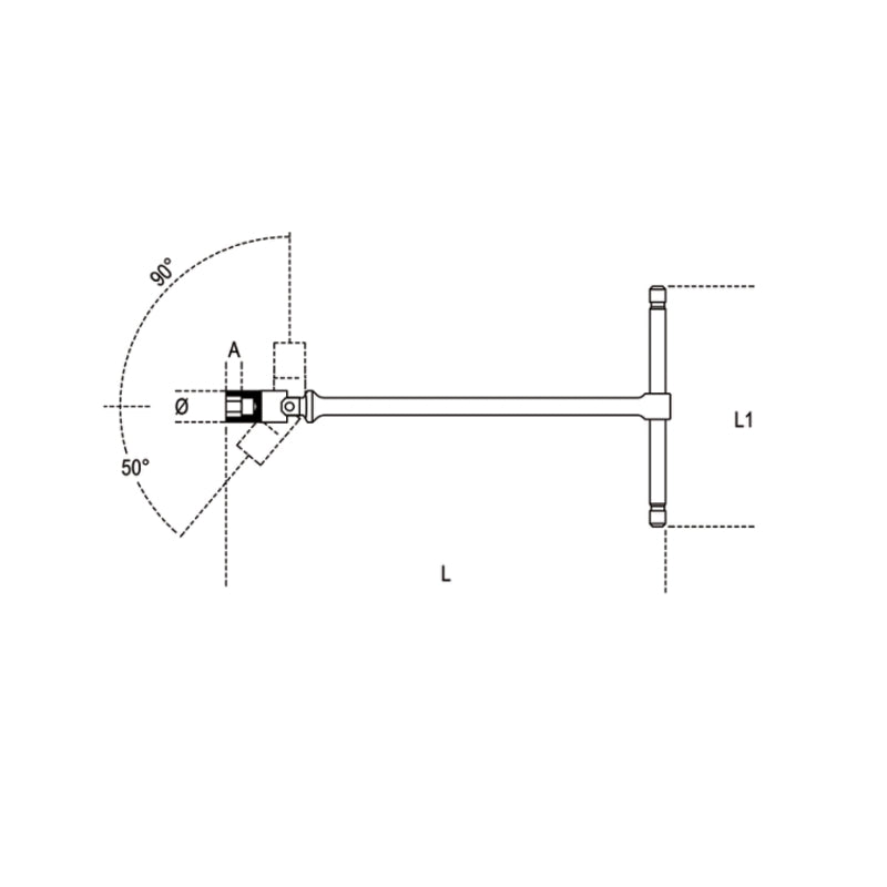 BETA T-handle wrenche with 10mm swivelling hexagon socket