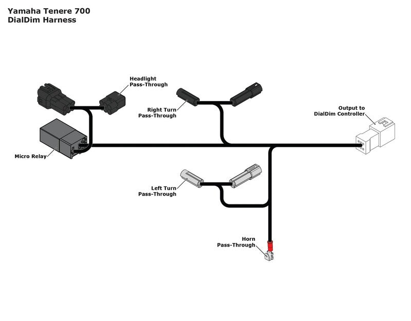 DENALI Plug & Play DialDim Wiring Adapter - Yamaha Tenere 700