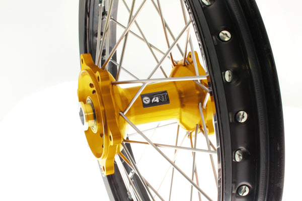 ART MX Complete Front + Rear Wheel 21x1,60/19x2,15 Black Rim/Gold Hub Suzuki