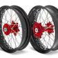 ART SM Complete Front + Rear Wheel 17x3,50/17x4,50 Black Rim/Red Hub Honda