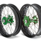 ART SM Complete Front + Rear Wheel 17x3,50/17x4,50 Black Rim/Green Hub Kawasaki - 3033522