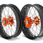 ART SM Complete Front + Rear Wheel 17x3,50/17x5,00 Black Rim/Orange Hub KTM - 3033528