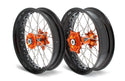 ART SM Complete Front + Rear Wheel 17x3,50/17x4,50 Black Rim/Orange Hub KTM - 3033529