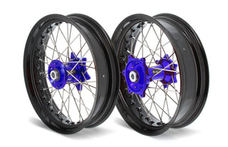 ART SM Complete Front + Rear Wheel 17x3,50/17x4,50 Black Rim/Blue Hub Suzuki
