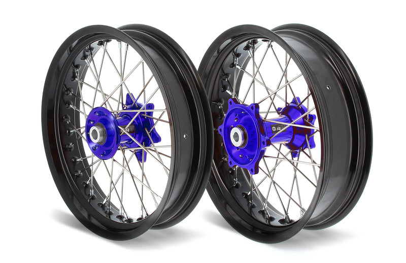 ART SM Complete Front + Rear Wheel 17x3,50/17x4,50 Black Rim/Blue Hub Yamaha - 3033532
