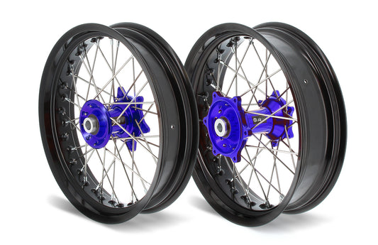 ART SM Complete Front + Rear Wheel 17x3,50/17x4,50 Black Rim/Blue Hub Yamaha - 3033533