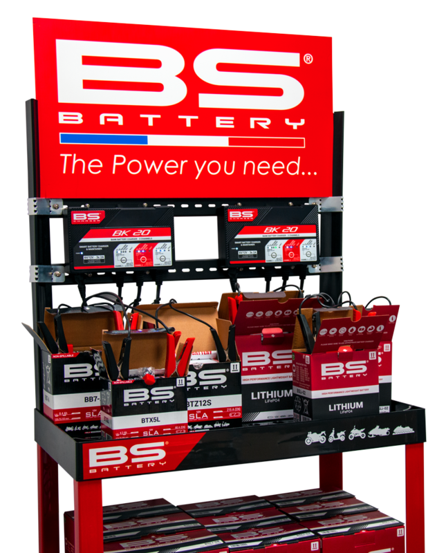 BS BATTERY Display Kit with two BK20 Chargers
