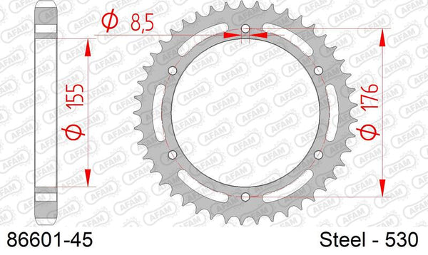 AFAM Stahl Standard Kettenrad 86601 - 530 - 1074757003