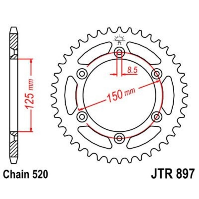JT SPROCKETS Zinc Standard Rear Sprocket 897 - 520