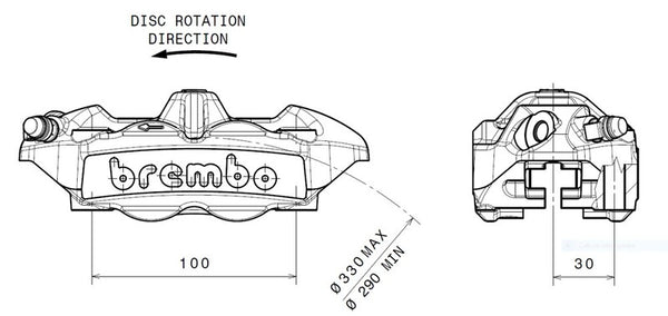 BREMBO M4 Bremssattel vorn links Titan Ø34mm 