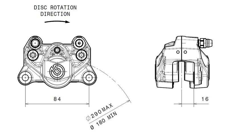 BREMBO Rear Brake Caliper Ã˜34mm Natural