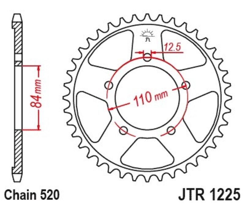 JT SPROCKETS Steel Standard Rear Sprocket 1225 - 520 - 1096591002